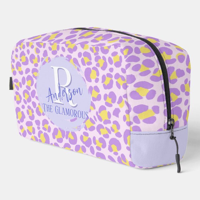Neceser Amarillo morado rosado Leopardo personalizado (Esquina derecha)