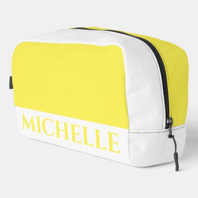 Neceser Amarillo y blanco con nombre (Esquina derecha)