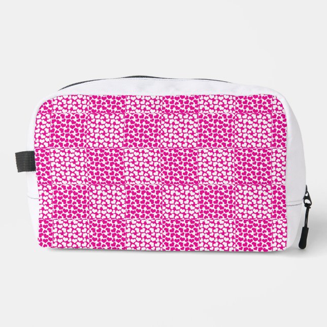 Neceser Amor a cuadros en magenta y blanco (Anverso)