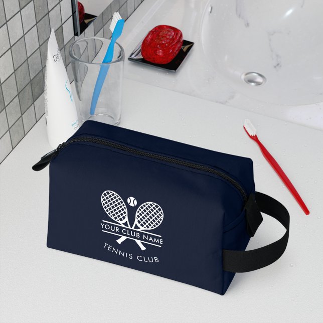 Neceser Añadir tu nombre de club Iconos de tenis Azul mari (Tennis Club Custom Navy Blue Players Swag Dopp Kit)