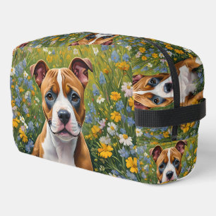 Neceser Arte Acrílico De Cachorro Marrón Y Blanco,