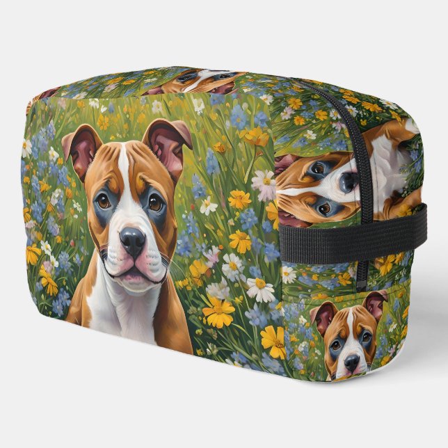 Neceser Arte Acrílico De Cachorro Marrón Y Blanco, (Esquina izquierda)