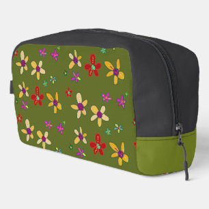 Neceser Arte de flores dibujadas a mano sobre negro verde