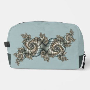 Neceser Arte fractal en espiral beige y azul claro abstrac
