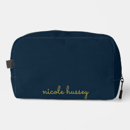 Neceser Azul Marino Dorado Script  | Monograma Moderno Ele