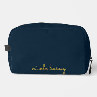Neceser Azul Marino Dorado Script | Monograma Moderno Ele