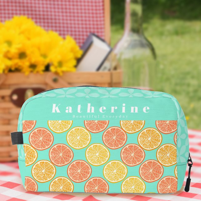 Neceser Azul naranja (Orange Design Teal Blue Dopp Kit Personalized.)