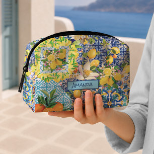 Neceser Azulejo Floral Siciliano Azul Turquesa Chic