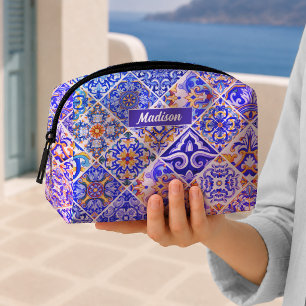 Neceser Azulejo Floral Siciliano de Mayólica Púrpura Azul