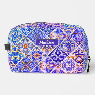 Neceser Baldosas azules púrpuras sicilianas mexicanas