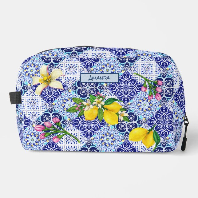 Neceser Baldosas de cerámica de cítricos mediterráneos azu (Anverso)