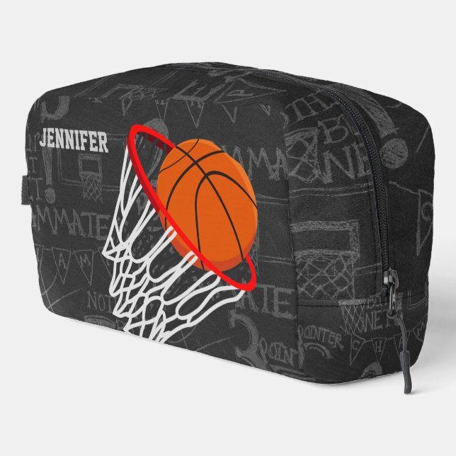 Neceser Baloncesto de Chalkboard y Hoop personalizados (Esquina derecha)