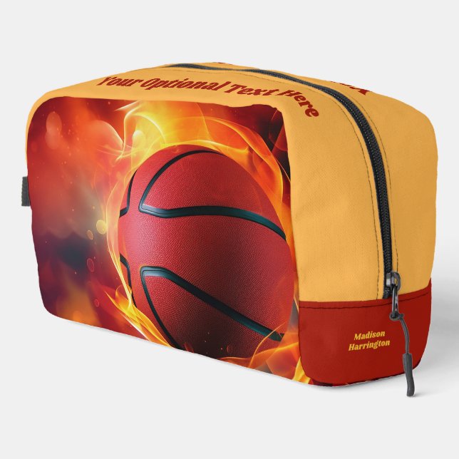 Neceser Baloncesto de floración de texto y nombre personal (Esquina derecha)