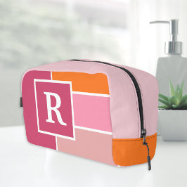 Neceser Bandas en rosa, blanco y naranja con Monograma