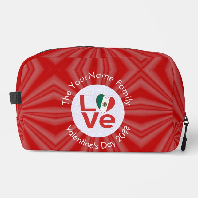 Neceser Bandera Personalizada de Amor Rojo Mexicano (Anverso)