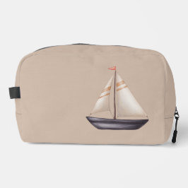 Neceser Barco de vela marrón y nombre en beige