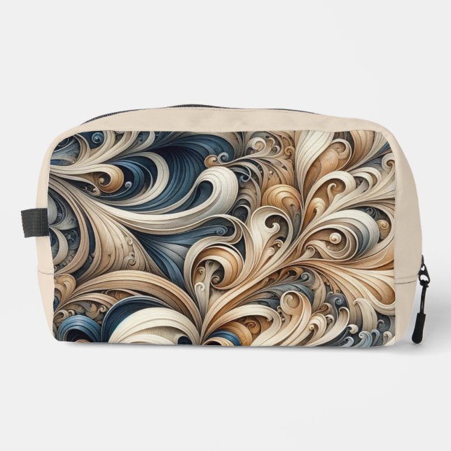 Neceser Baroque Swirl Pattern in Blue & Gold (Anverso)