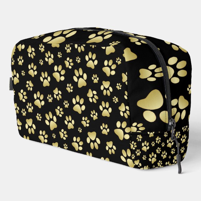 Neceser Beautiful Golden Paws Prints on Black Background  (Esquina derecha)