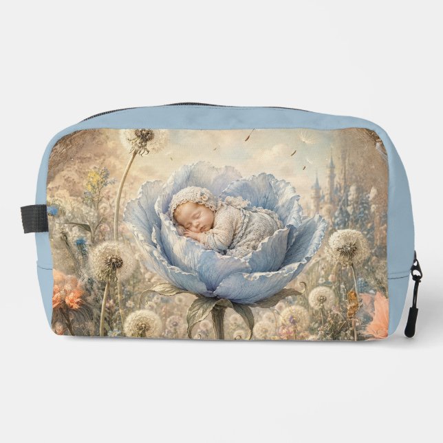 Neceser Bebé durmiendo en flores azules Baby  (Anverso)