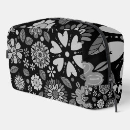 Neceser Black And Gray Retro Floral Art Seamless Pattern 