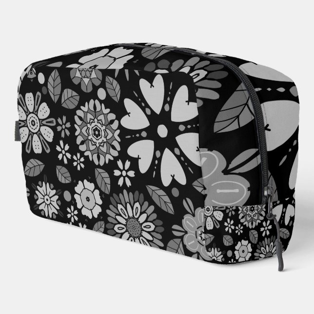 Neceser Black And Gray Retro Floral Art Seamless Pattern  (Esquina derecha)