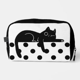Neceser Black cat polka dot Print Sew toiletry Bag