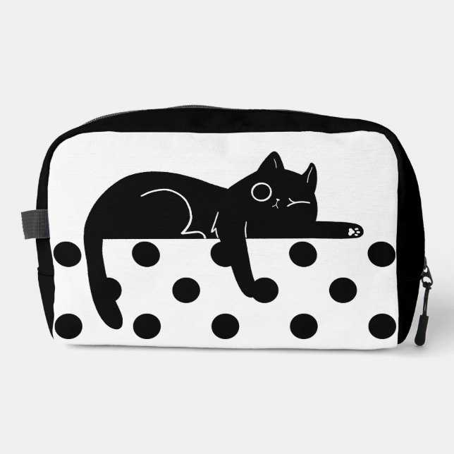 Neceser Black cat polka dot Print Sew toiletry Bag (Anverso)