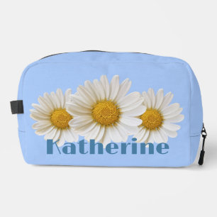 Neceser Blanco Daisies Nombre personalizado Azul