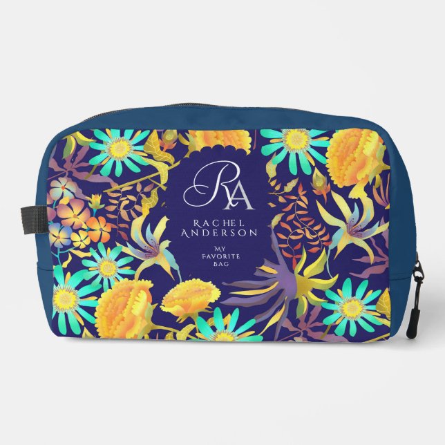 Neceser Blooming Mystical Floral Monogram Navy  (Anverso)