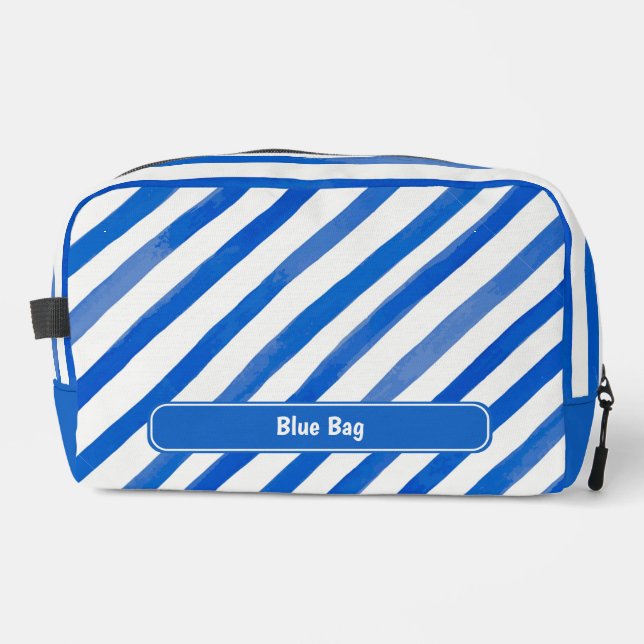 Neceser Blue Stripes on White and Text (Anverso)