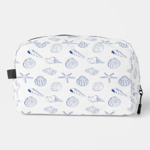 Neceser Blue White Hand Drawing Sea Shells Beach Summer