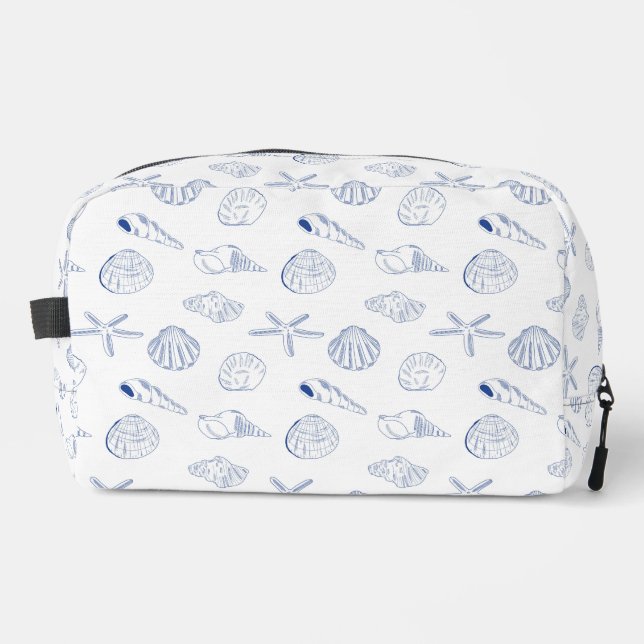 Neceser Blue White Hand Drawing Sea Shells Beach Summer (Anverso)