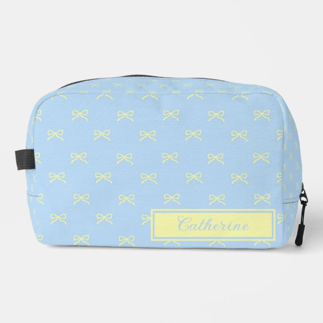 Neceser Blue & Yellow Bow Pattern Coquette Cosmetic  (Anverso)
