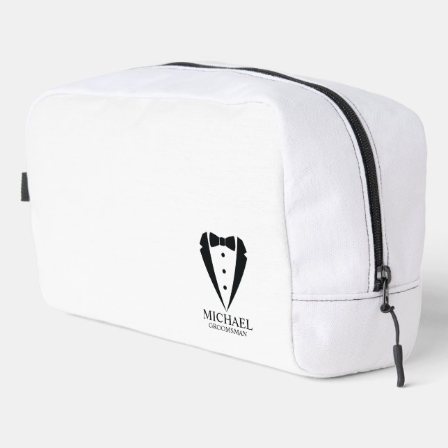 Neceser Boda negro Tuxedo Suit Groomsmen personalizado (Esquina derecha)
