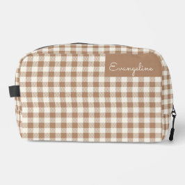 Neceser Boho Gingham Pattern Plaid Checkered Brown Name