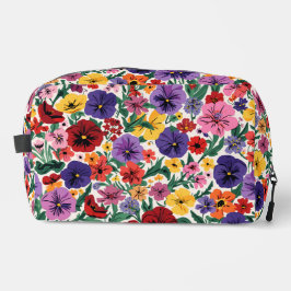 Neceser Bright Spring Pansies Floral Garden Pattern