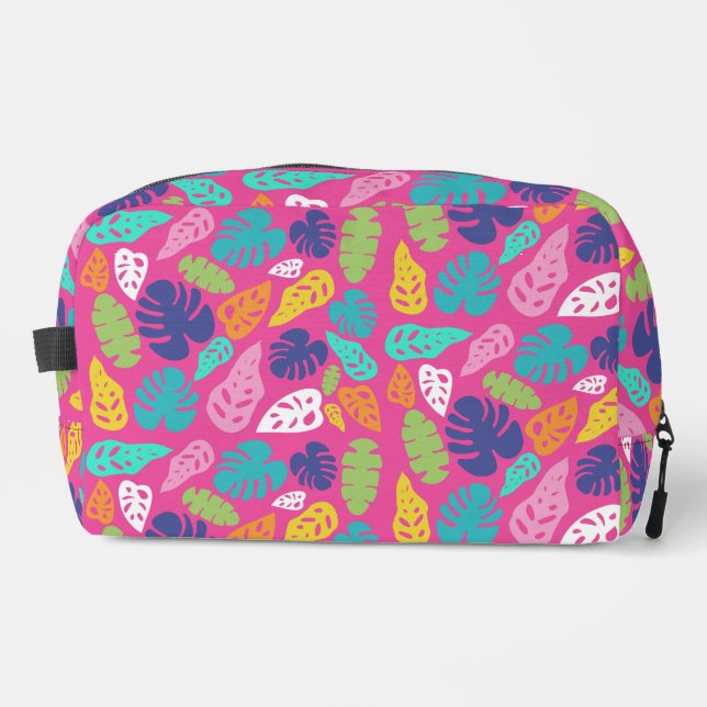 Neceser Brillante Colorido Patrón de hojas tropicales de v (Anverso)