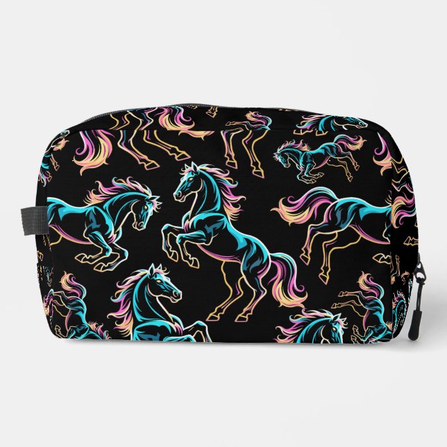 Neceser Caballo Luz de Neón Glitch Estilo Retro (Anverso)