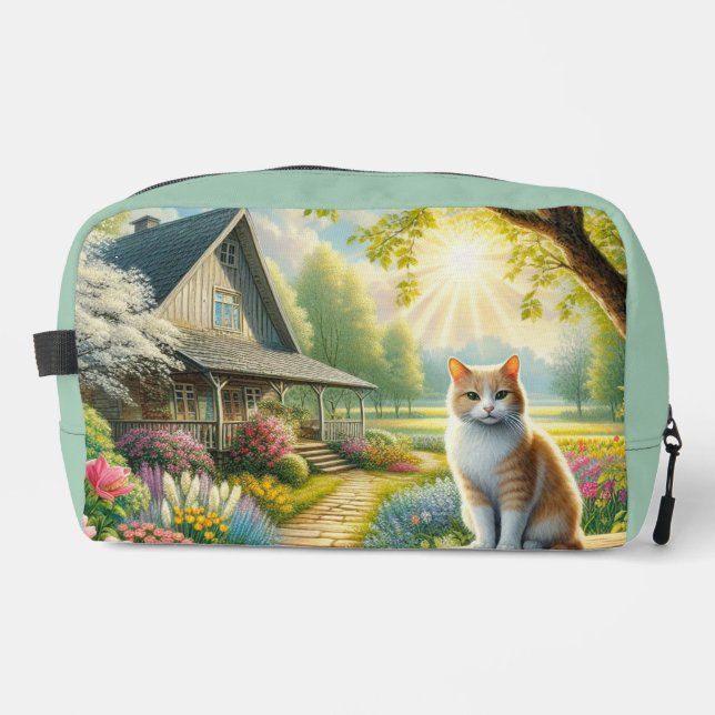Neceser Cabaña de primavera/jardín y gato (Anverso)