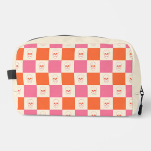 Neceser Calaveras de tablero de ajedrez en rosa, naranja y
