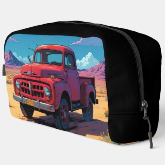 Neceser Camioneta Americana Clásica (Vintage Red Truck  toiletry bag with sturdy polyester fabric with a zippered closure. )