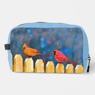 Neceser Cardenales sobre cerca en pintura de invierno arte