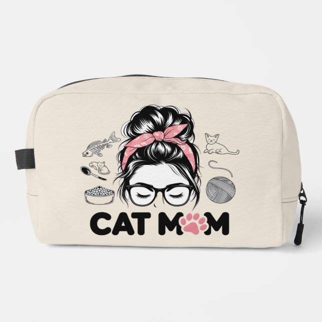 Neceser "Cat Mom" Funny Cute Cat Lover Women Dopp Kit (Anverso)