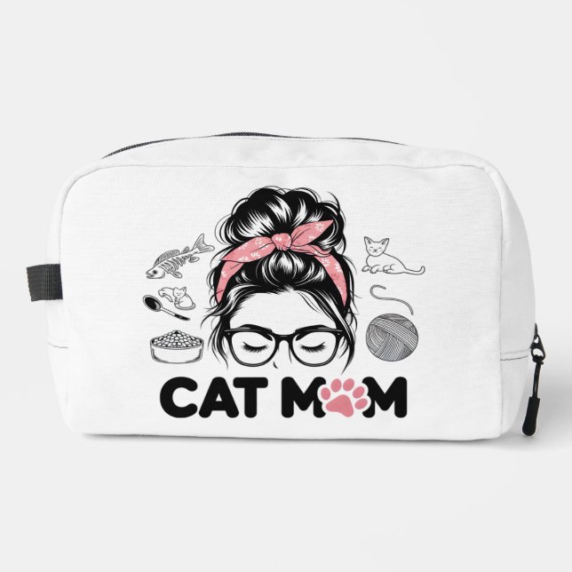 Neceser "Cat Mom" Funny Cute Cat Lover Women Dopp Kit (Anverso)
