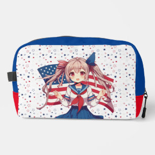 Neceser CHICA patriótico de anime de Estados Unidos
