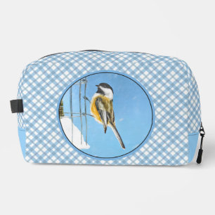 Neceser Chickadee Winter Feeder Pintura original de pájaro