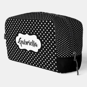 Neceser Clásico Personalizado Blanco con Lunares en Negro