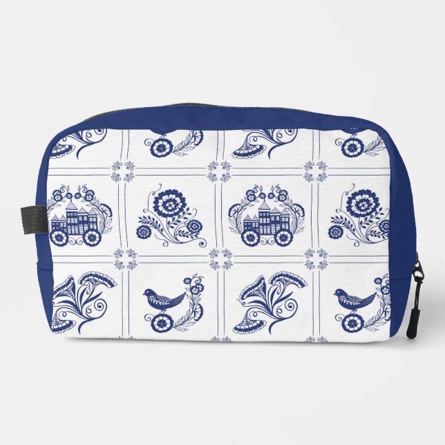 Neceser Classic Dutch Blue Delft Tile Floral & Bird Design (Anverso)