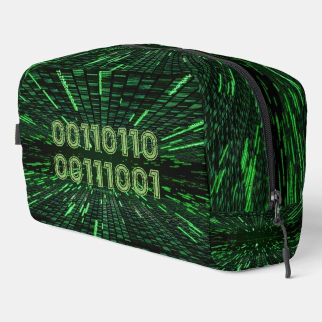 Neceser Código binario 69 de SlipperyJoe vibrante verde co (Esquina derecha)