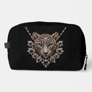 Neceser Collar de diamantes florales de leopardo negro y d